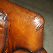 Pair of Ralph Lauren Jamaica club sofas restored in leather.