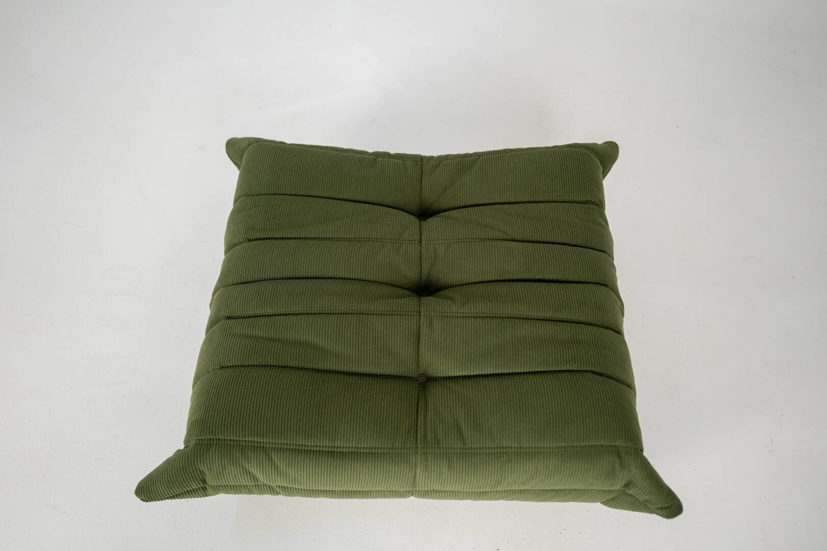 Togo set of armchair and pouf in khaki corduroy