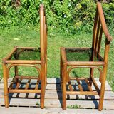 Pair of rattan and bamboo bedside tables