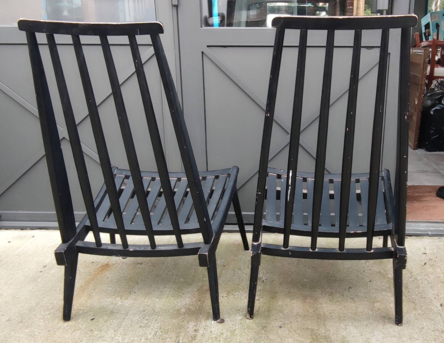 Pair of Low Chairs Low Chairs Scandinavian Design Wooden Armchairs