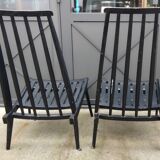 Pair of Low Chairs Low Chairs Scandinavian Design Wooden Armchairs