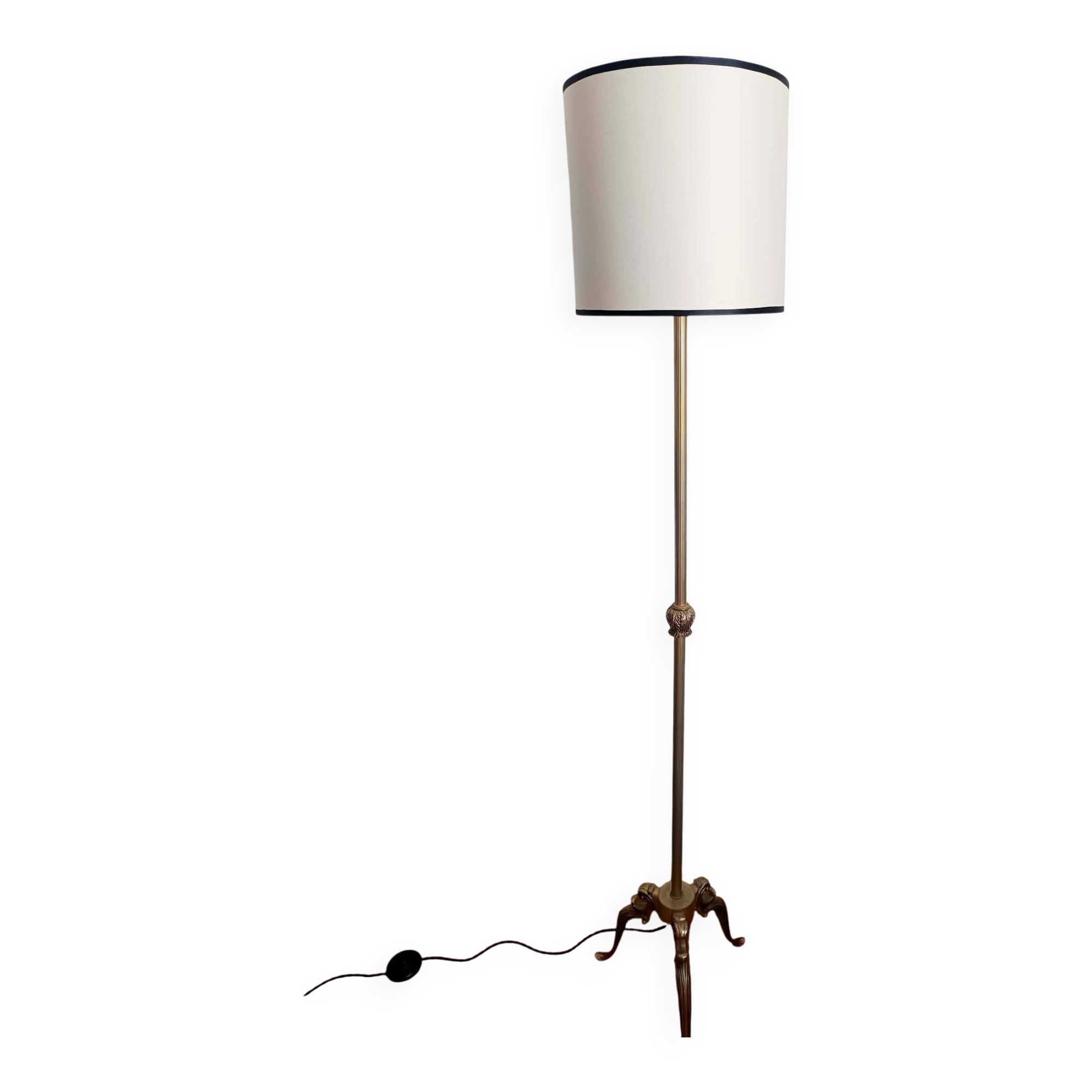 Tripod floor lamp brass circa 1950
