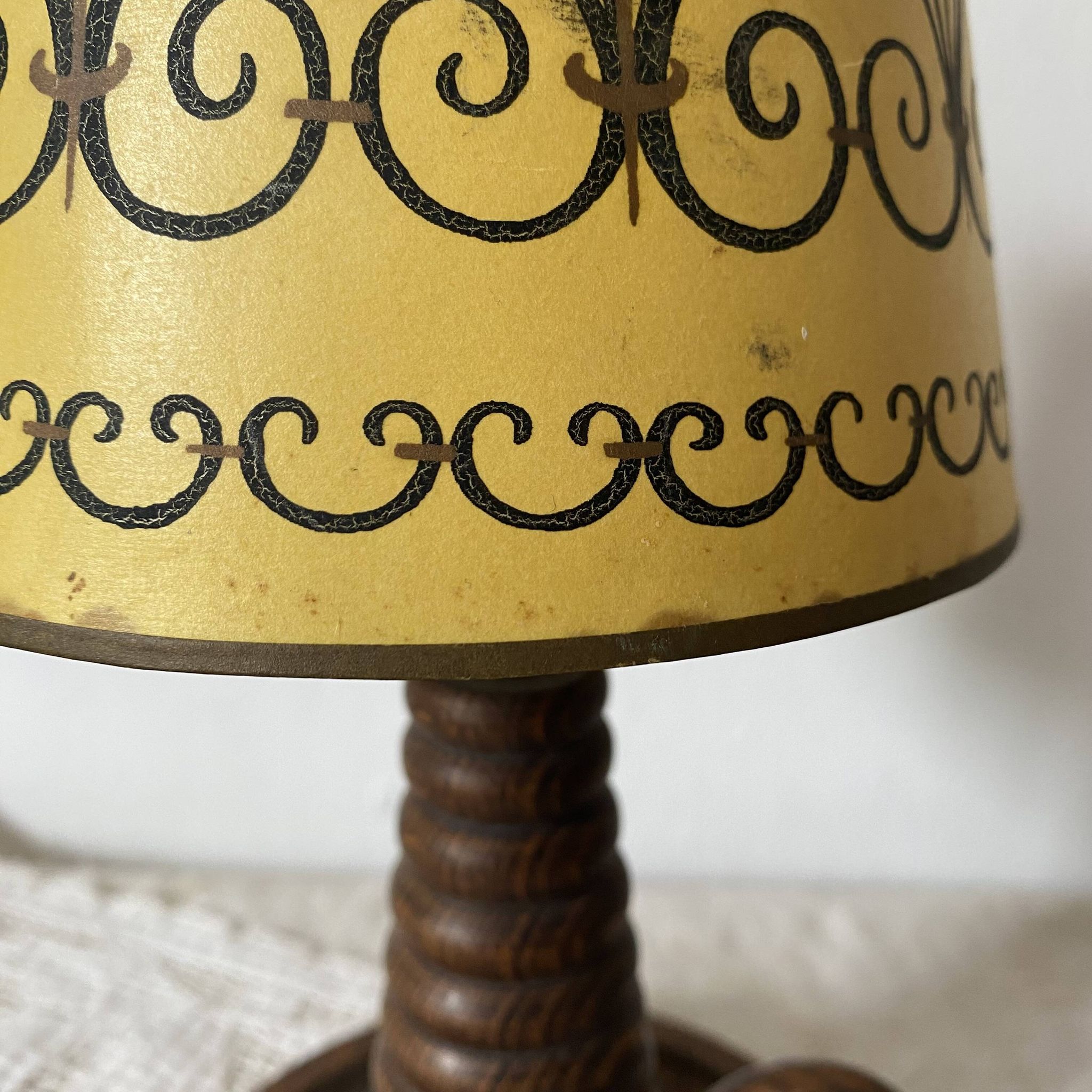 Antique turned wood lamp