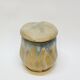 Gilbert Metenier Covered pot in beige and blue art nouveau flamed stoneware