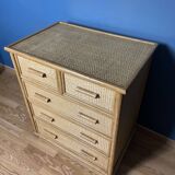 Commode vintage en rotin naturel