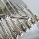 Set of 12 table knives in silver metal