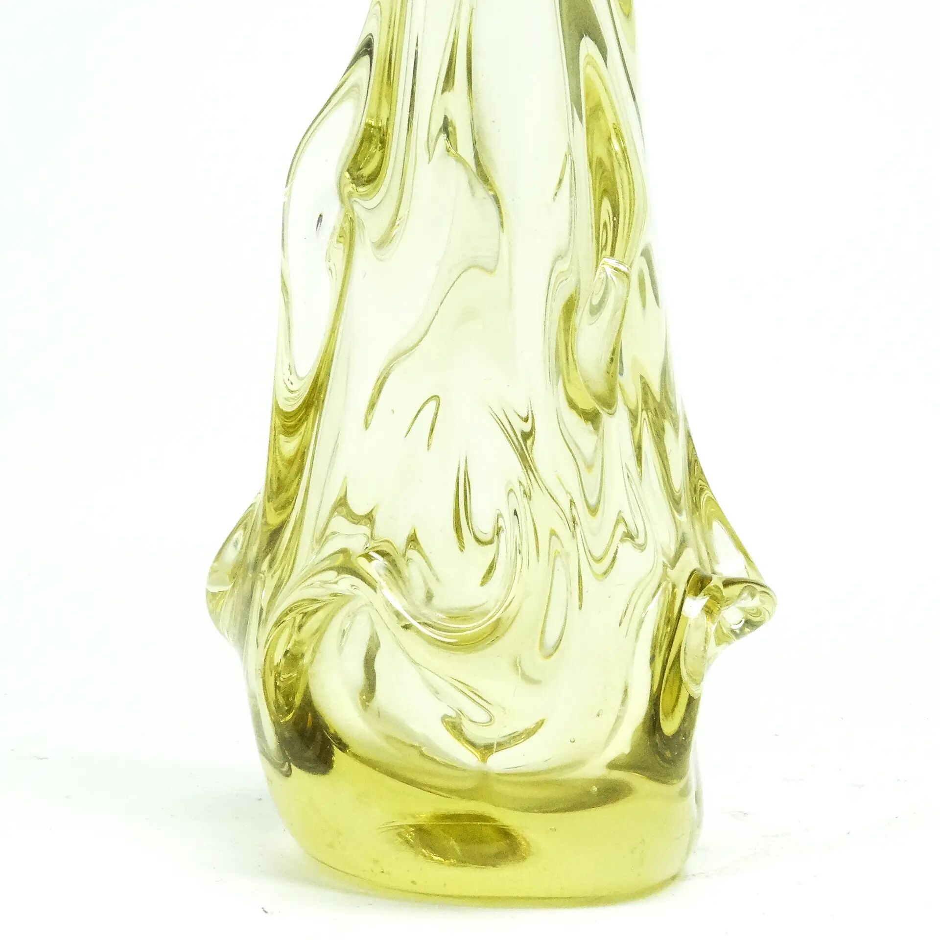 Vase postmoderne, verre jaune, Pologne, années 1970