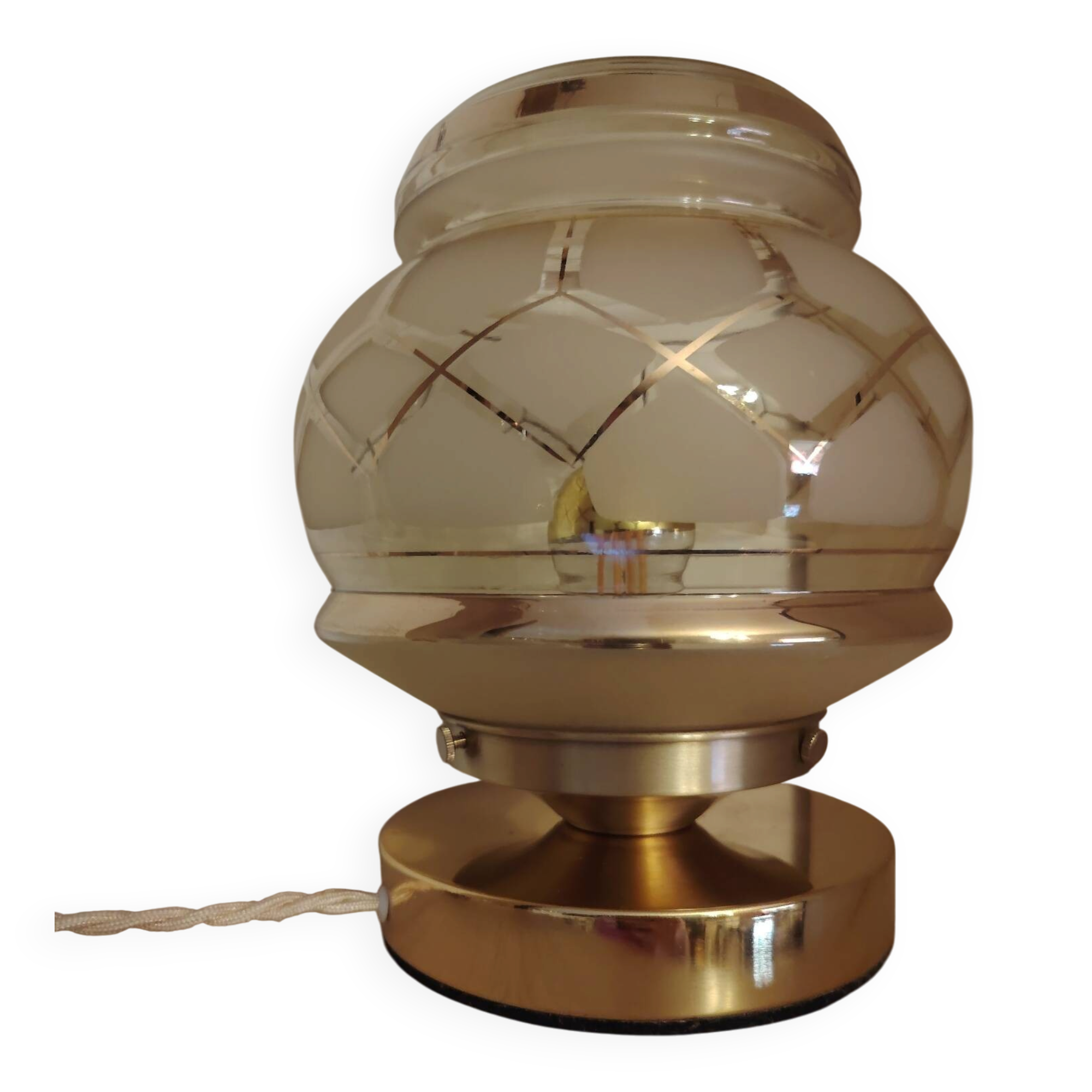 Gold table lamp in Art Deco glasswork