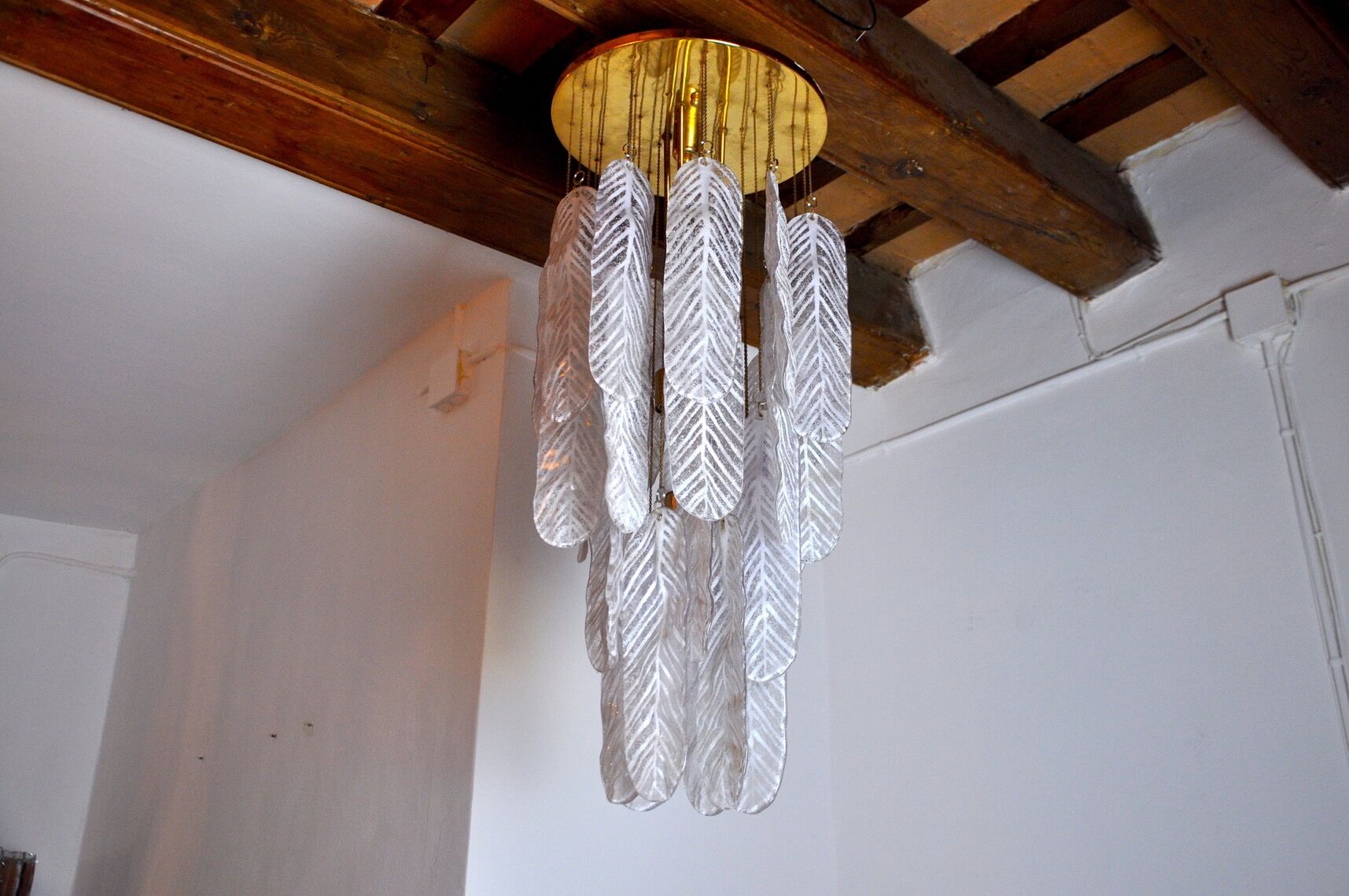 Pendant lamp "Leaves" by Mazzega in Murano glass, Italy, 1970