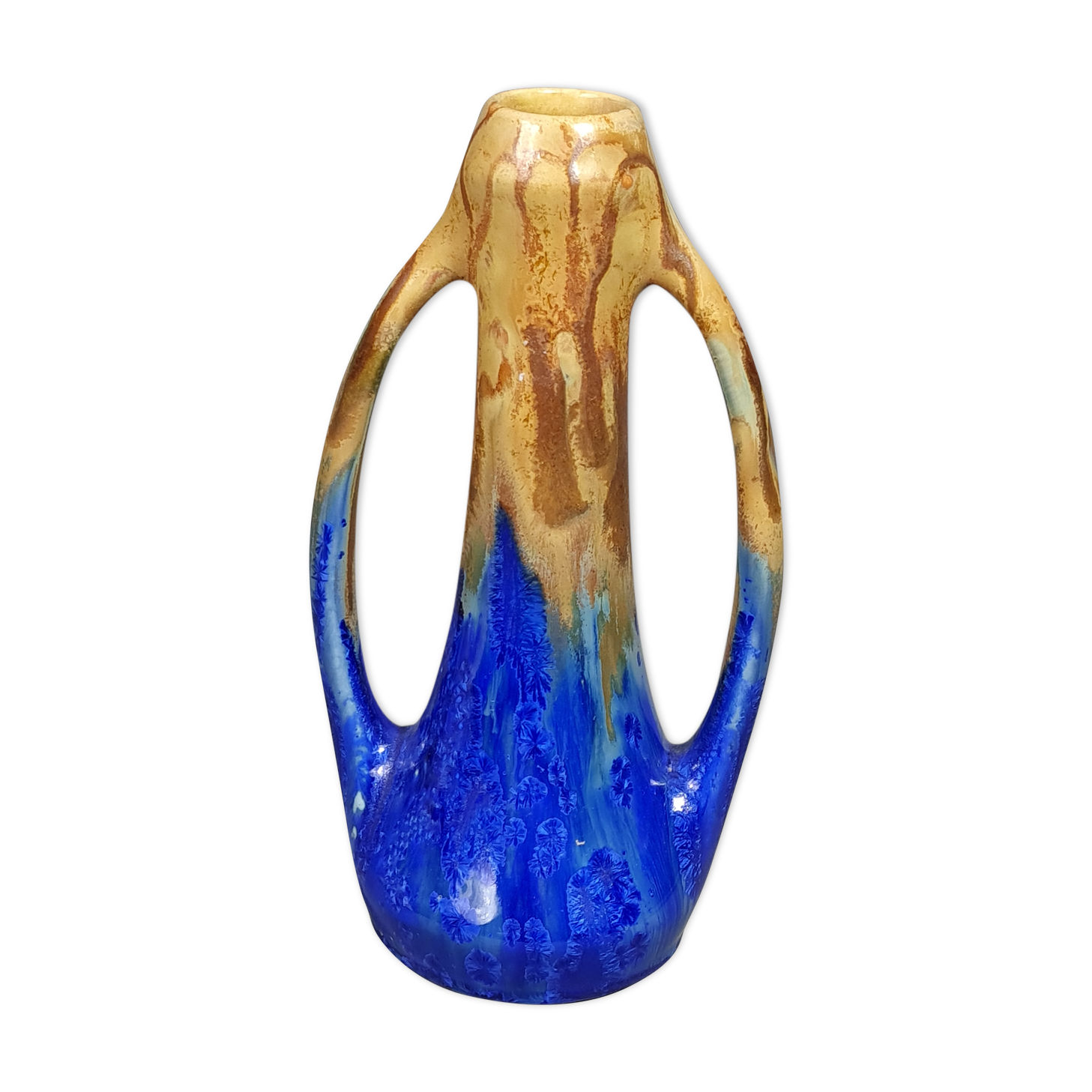 Vase in flamed & iridescent sandstone by G. Méténier
