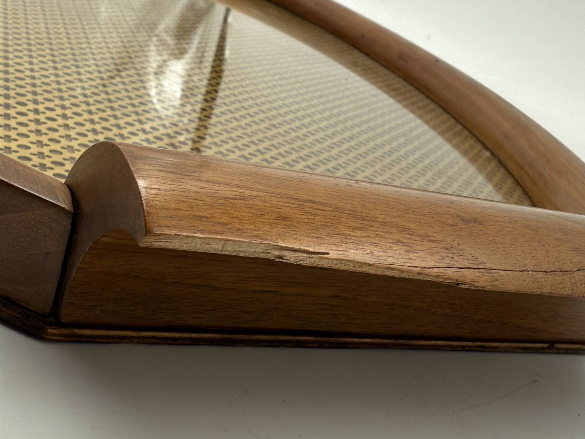 Mid-century wood and brass tray, Italy 1950s