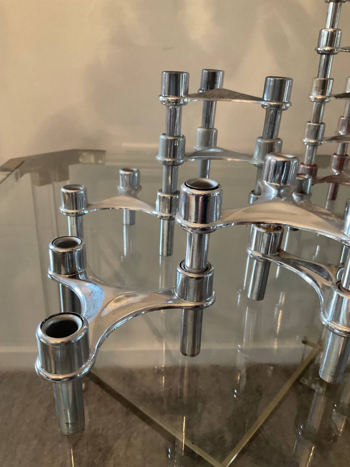 Series of 14 vintage Nagel style modular candle holders