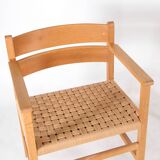 Pair of wooden and rope armchairs