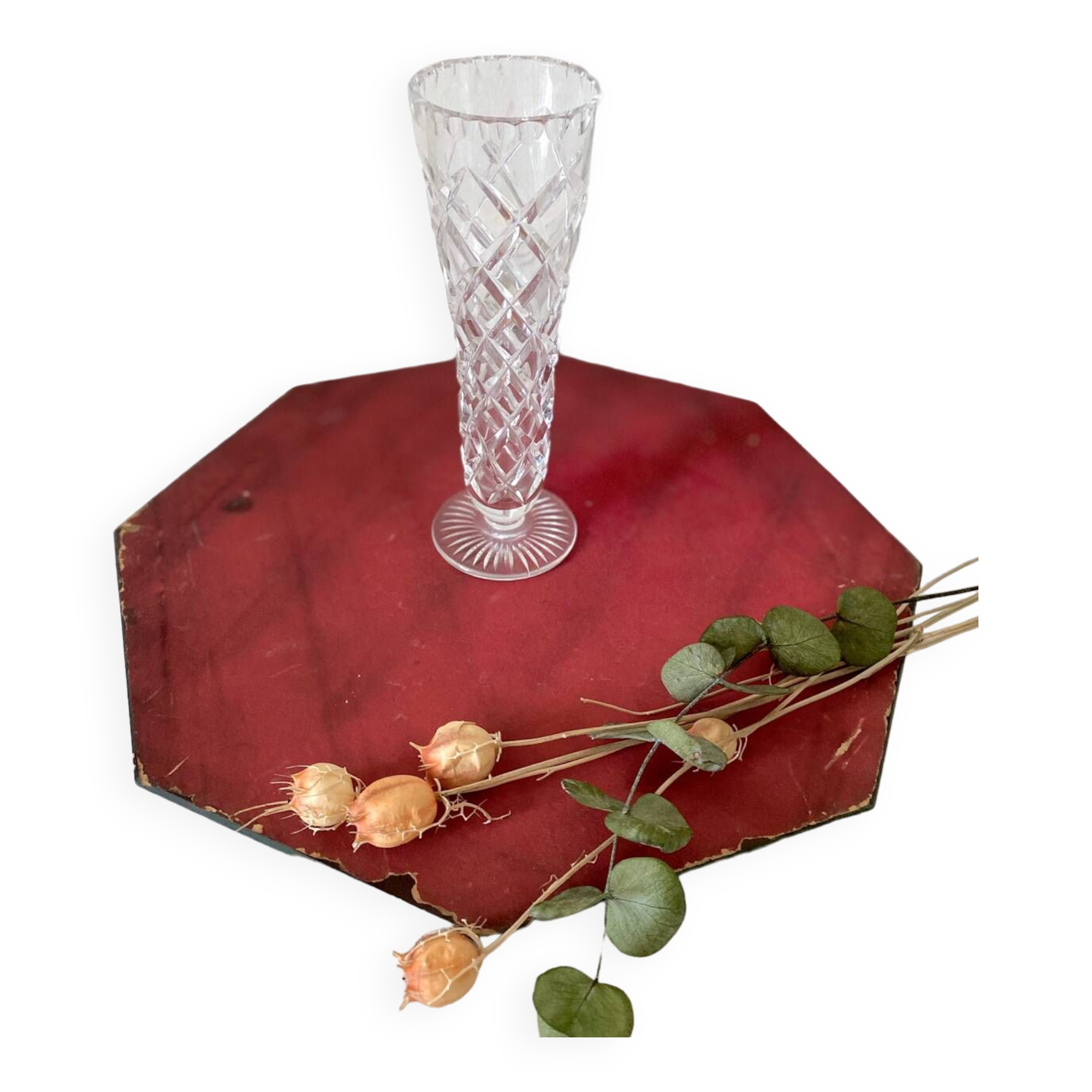 Small vintage crystal soliflore vase