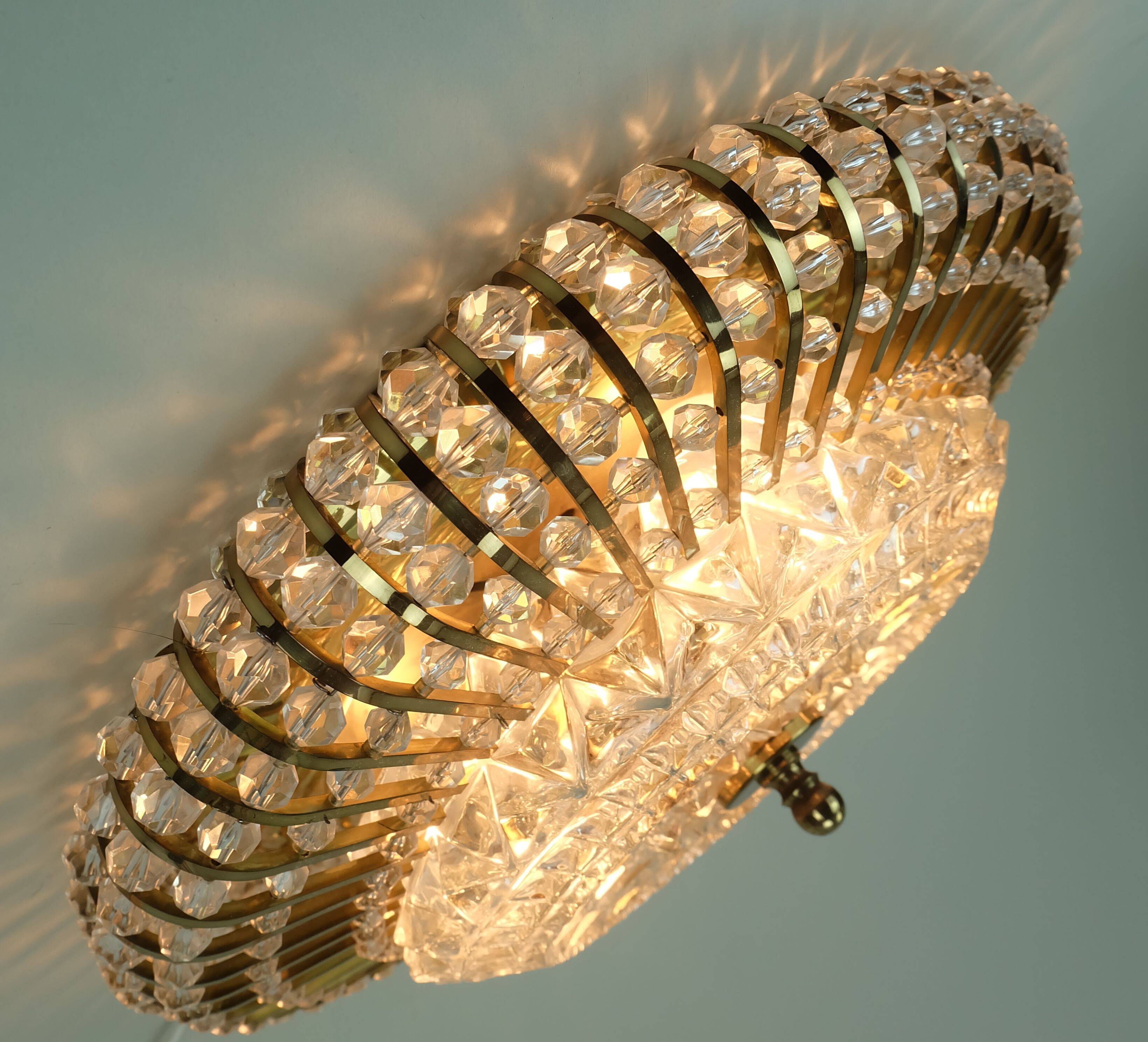 glamorous 1960s mid century CEILING LAMP ceiling fixture brass and glass