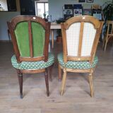 Louis XVI chairs in mahogany and solid walnut