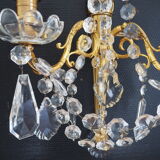 Pair of wall lamps two bronze lights with grapevines and crystal garlands – Louis XV style