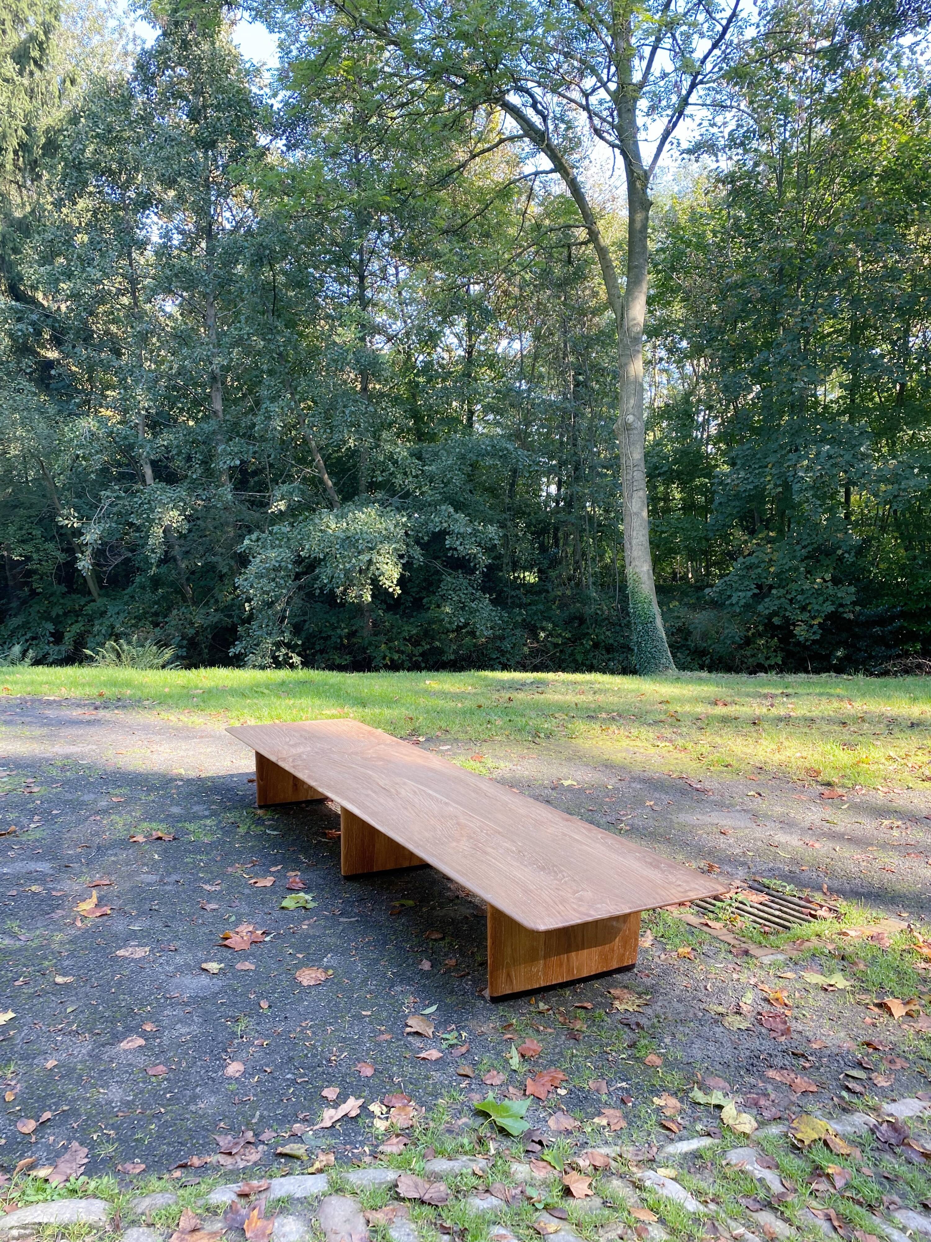 Long teak coffee table