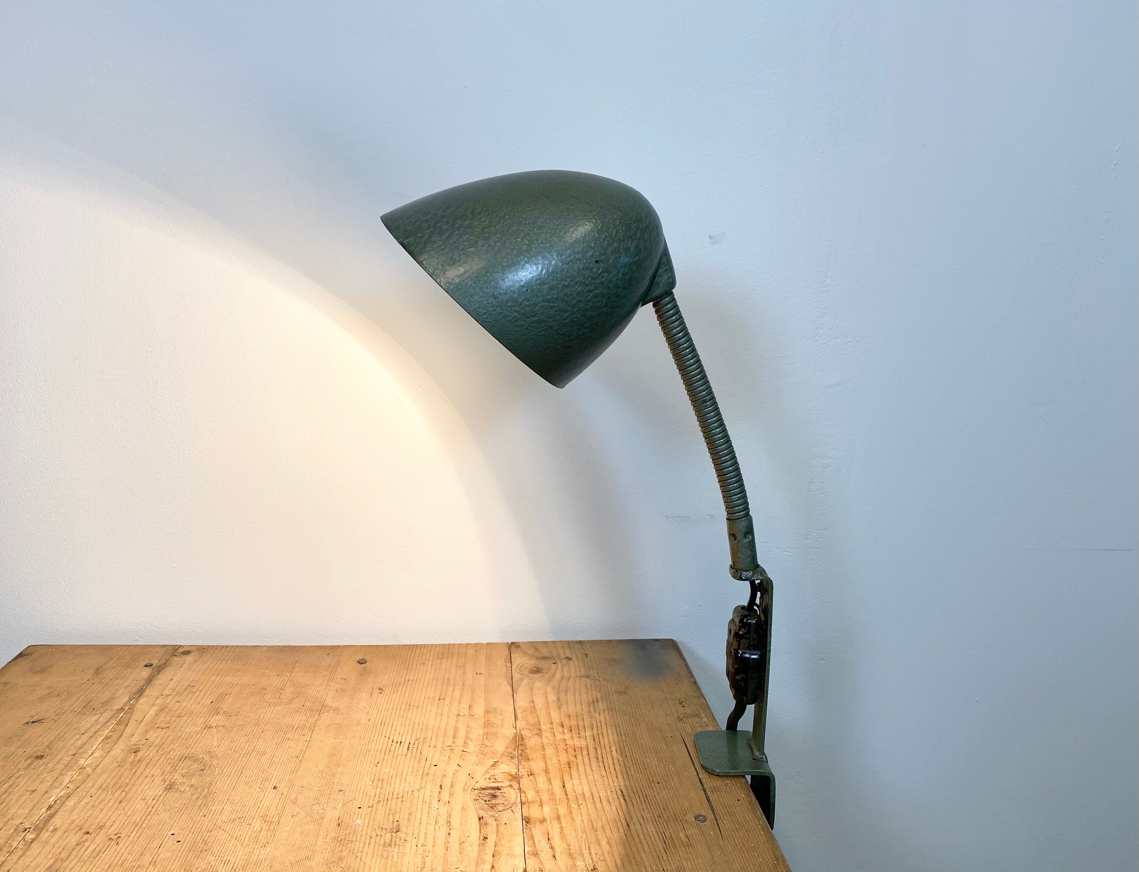 Green Industrial Bakelite Gooseneck Table Lamp, 1960s