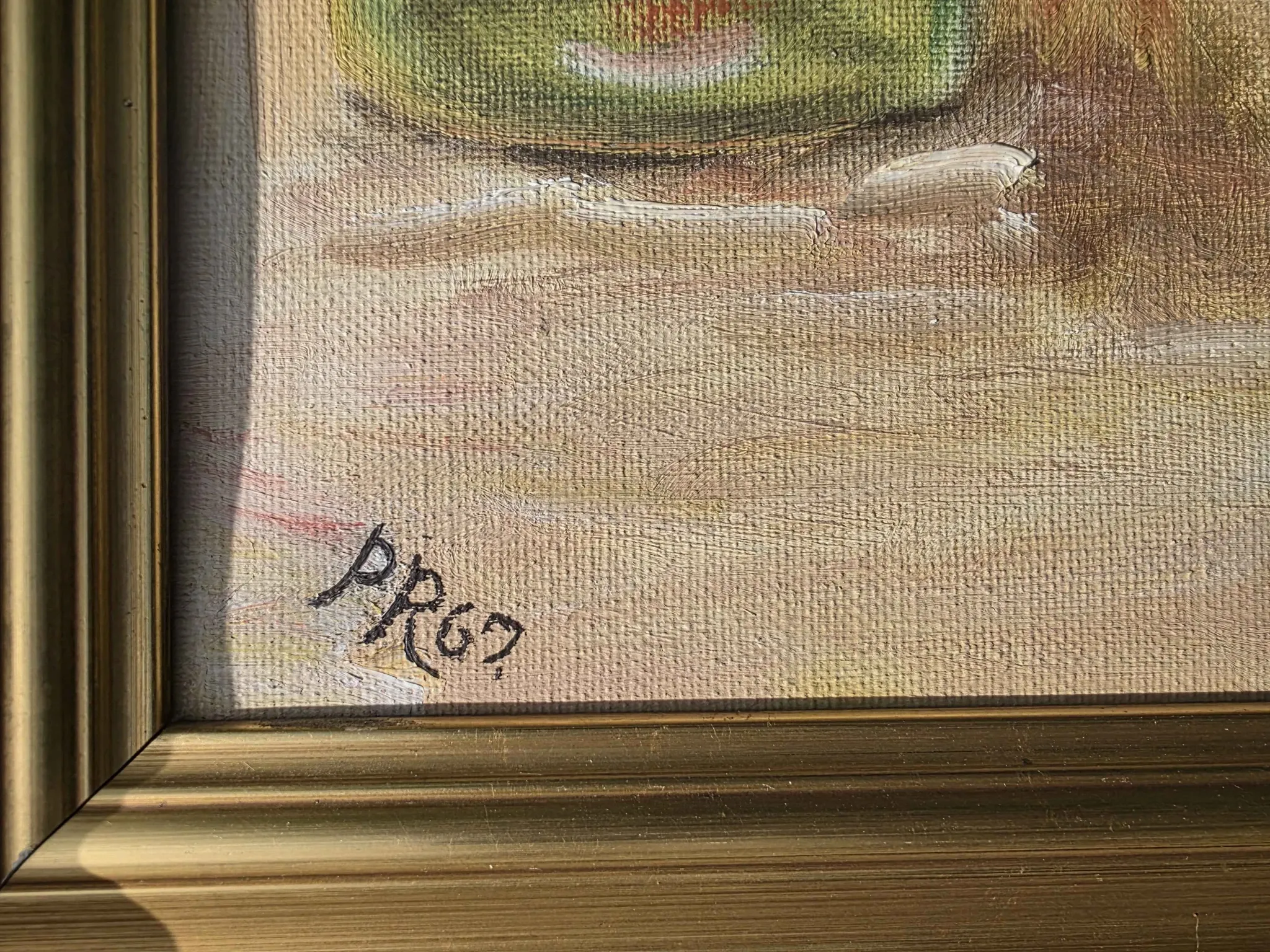 Peinture à l'huile de pot en cuivre de cuisine rustique - 1962