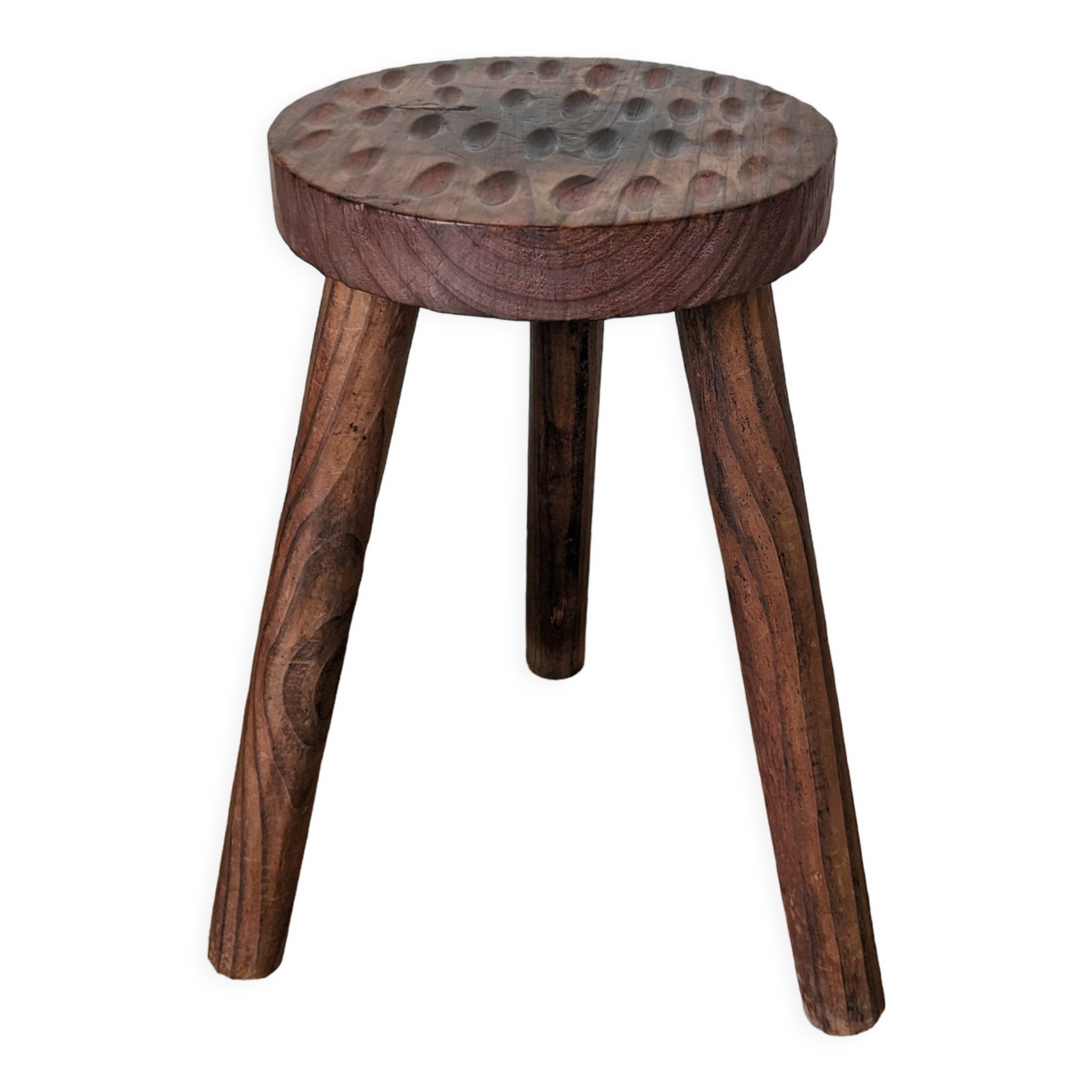 Tabouret tripode brutaliste rond