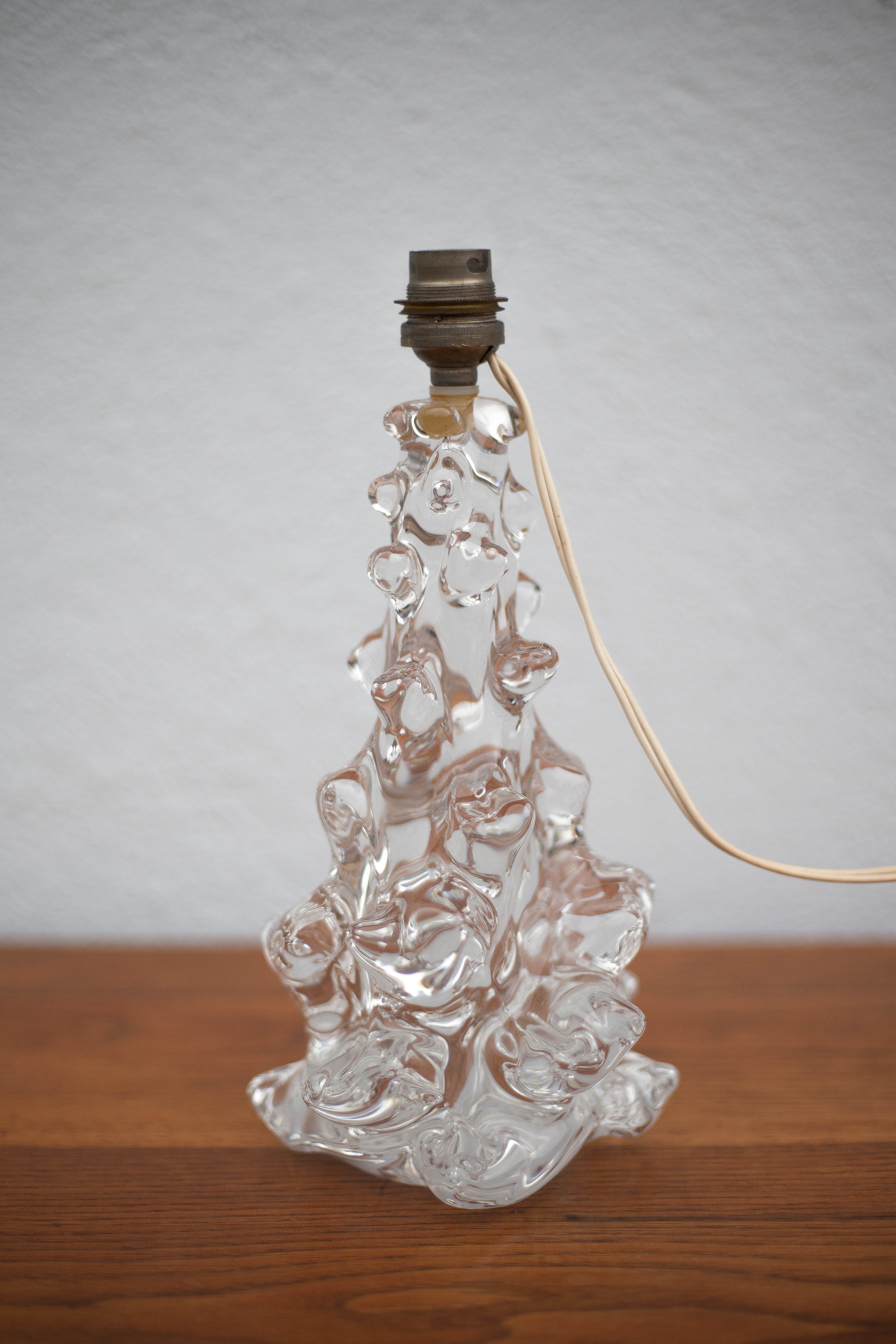 Lampe cristal vintage, pied de lampe, lampe de chevet, lampe à poser cristal schneider,60's