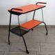Desserte vintage orange métal perforé