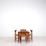 Rosewood / leather dining / gaming table by Poul Hundevad