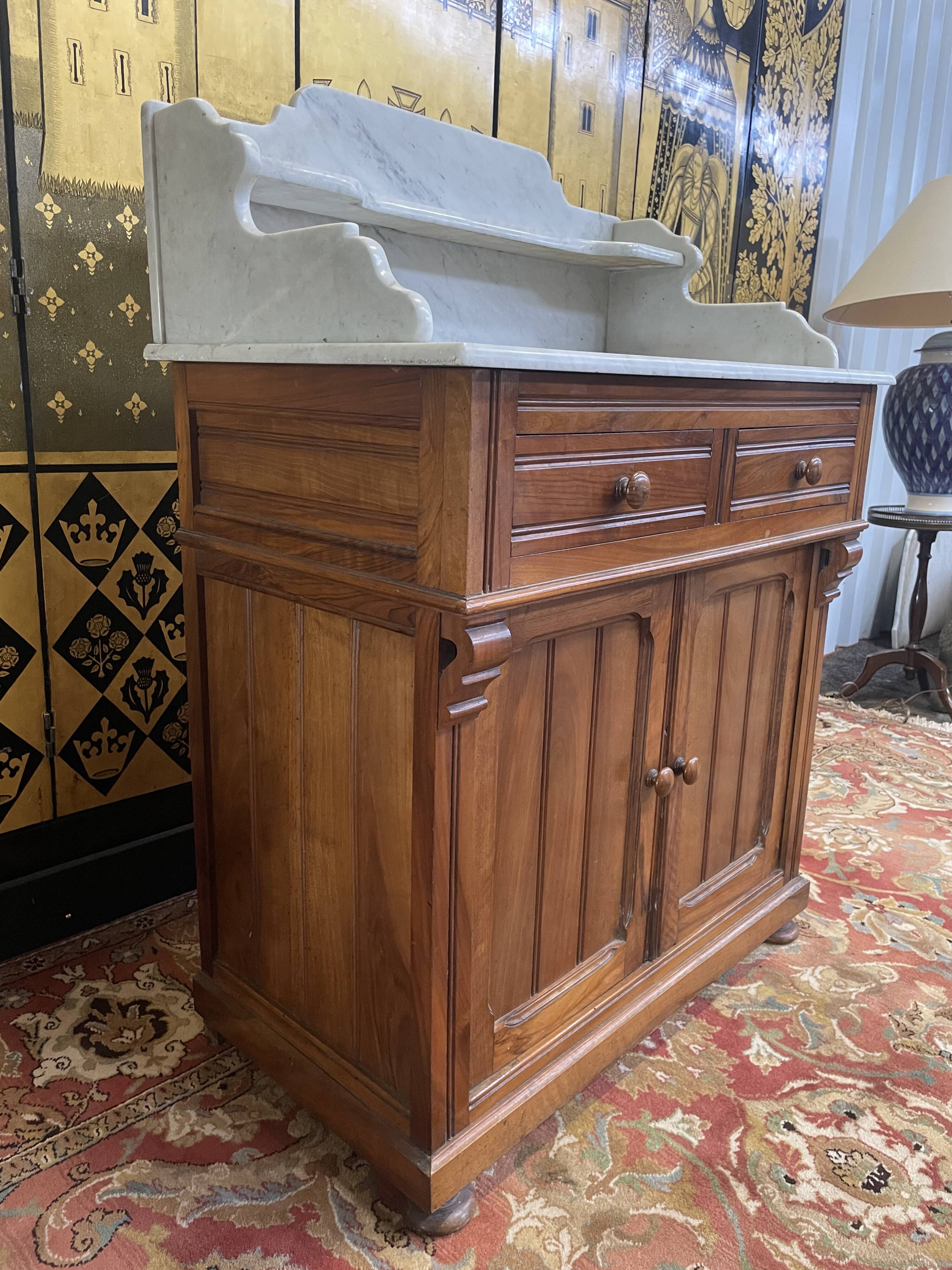 Bathroom furniture - Walnut and marble dressing table