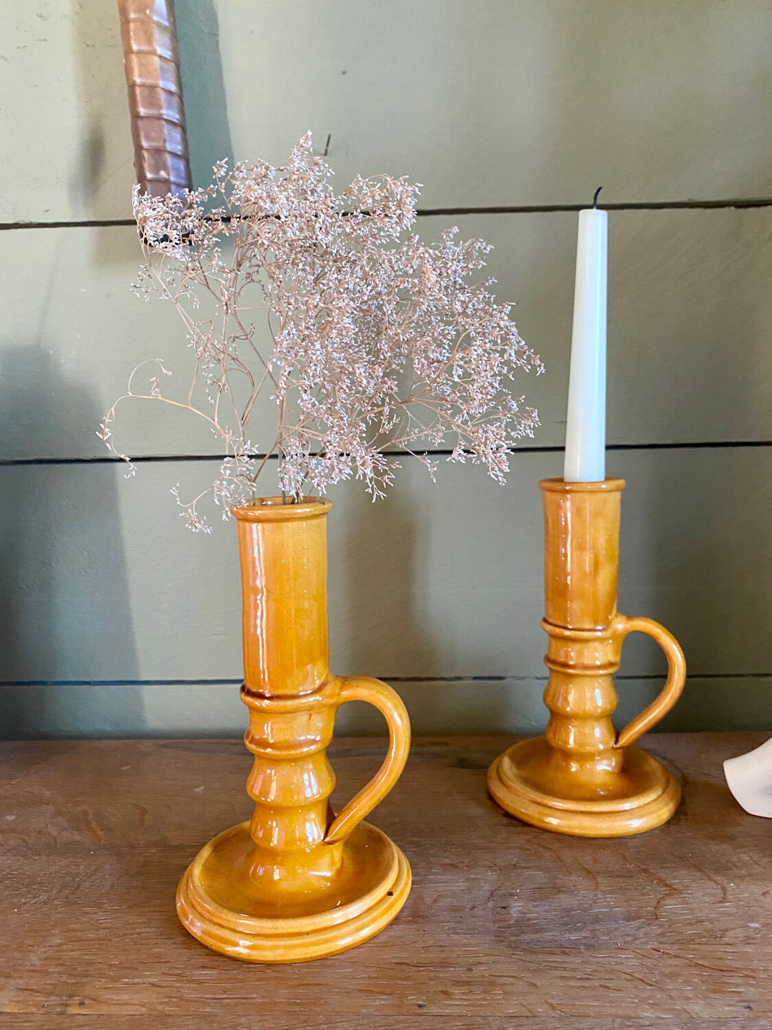 Pair of ceramic candle holders from Biot