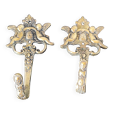 Vintage brass wall hooks / coat hooks Cherubs Baroque