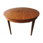 Table teck ronde scandinave avec allonge centrale le des années 60