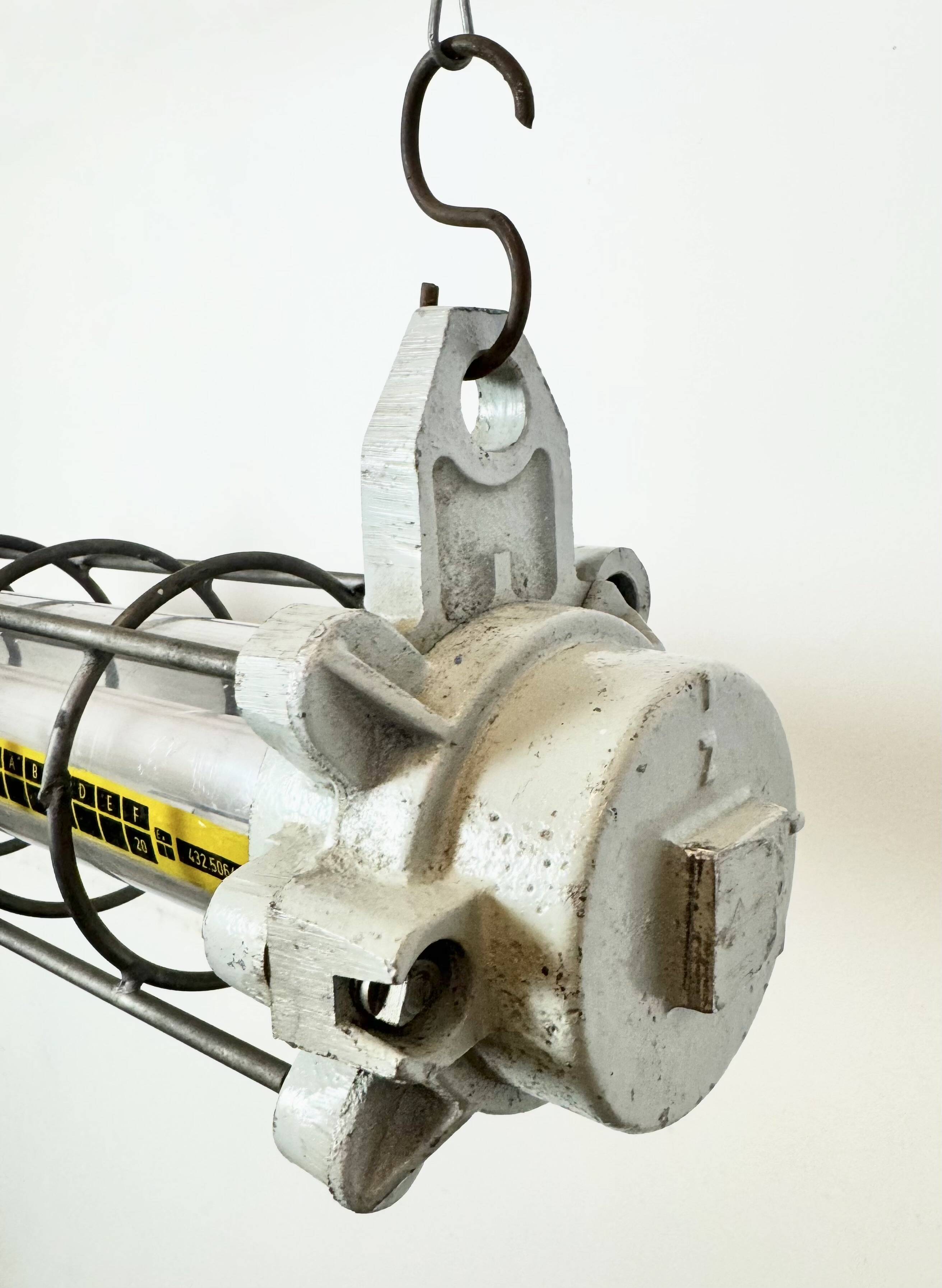 Grey Industrial Hanging Tube Light from Elektrosvit, 1980s