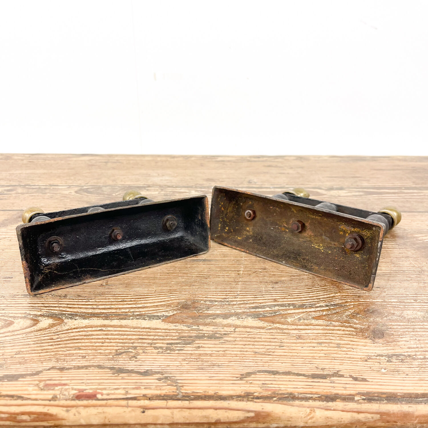 Antique Cast iron and brass fireplace andirons