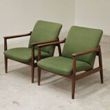 Pair of green GMF 64 armchairs by
Edmund Homa, Poland, 1960s