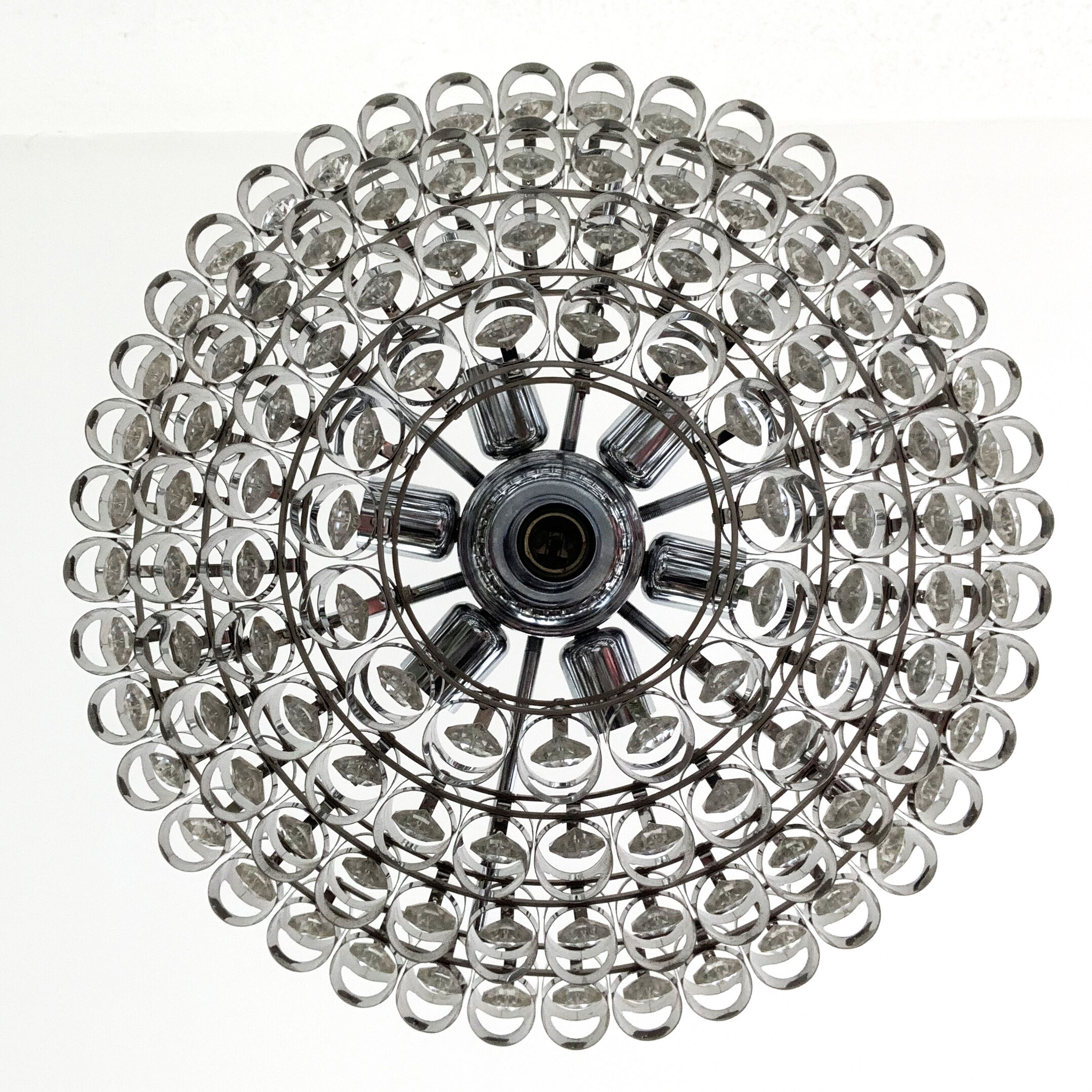 Chandelier in chrome metal tubes, 60s