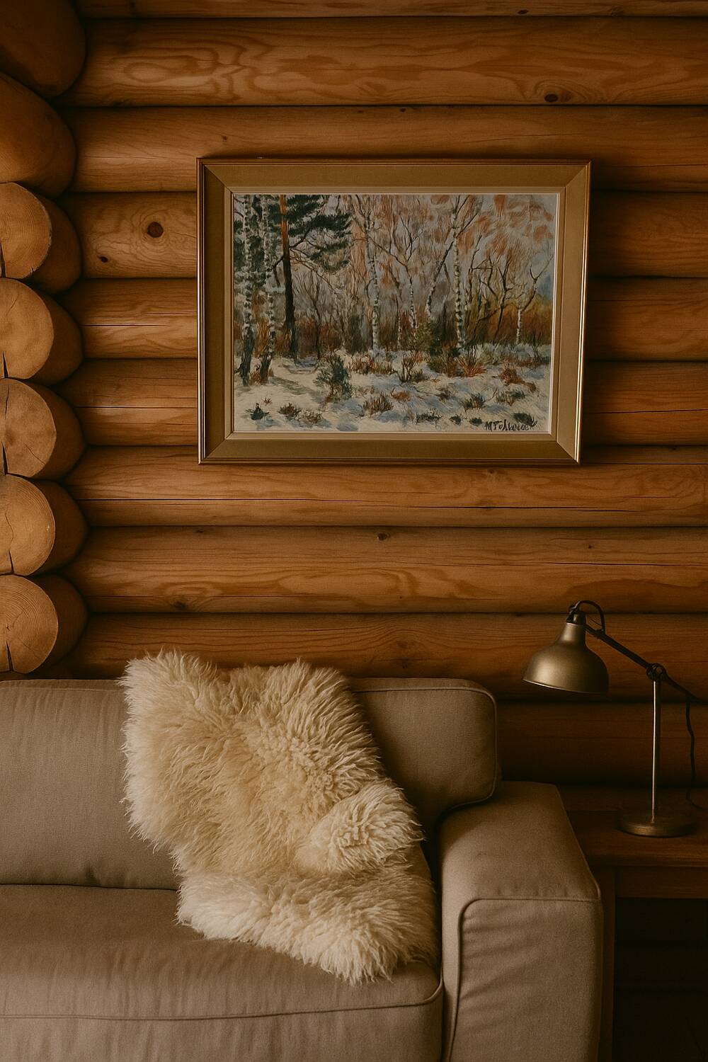 Antique painting, landscape under the snow, signed Fallet 1967