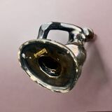 Old Vallauris soliflore vase in pearly black ceramic - female body