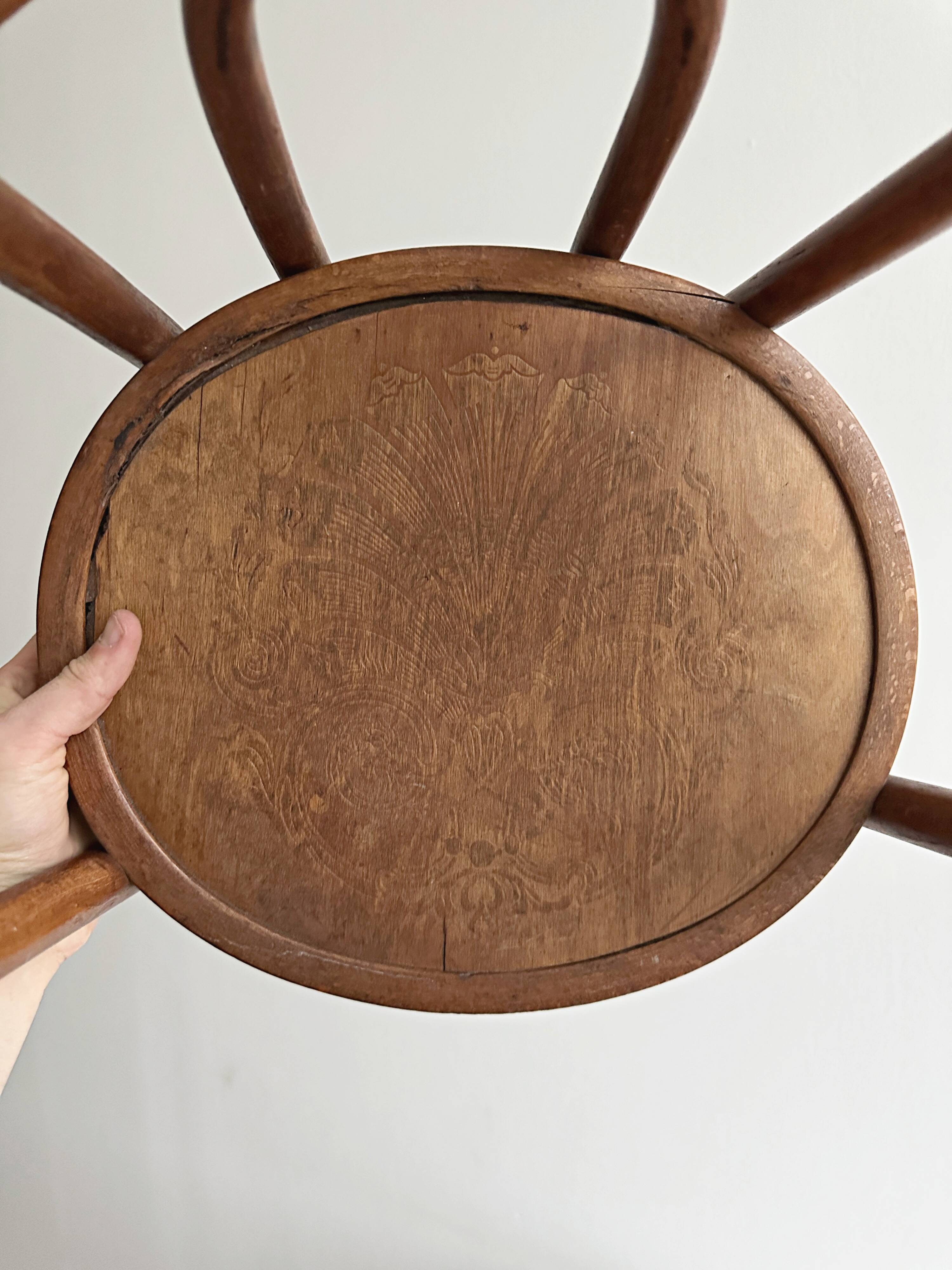 vintage curved wooden children's chair