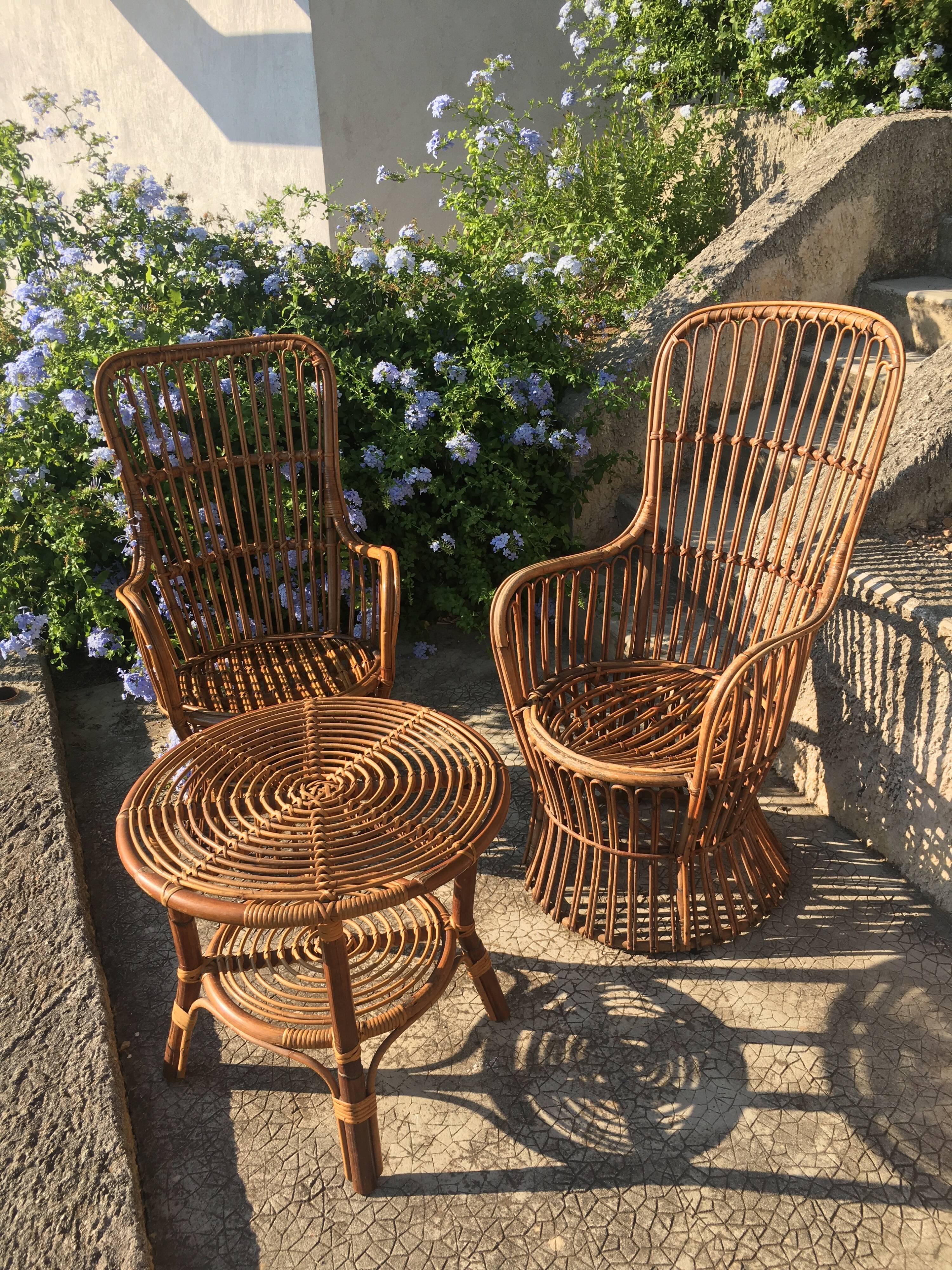 Rattan chair by Dal Vera, Italy 1950