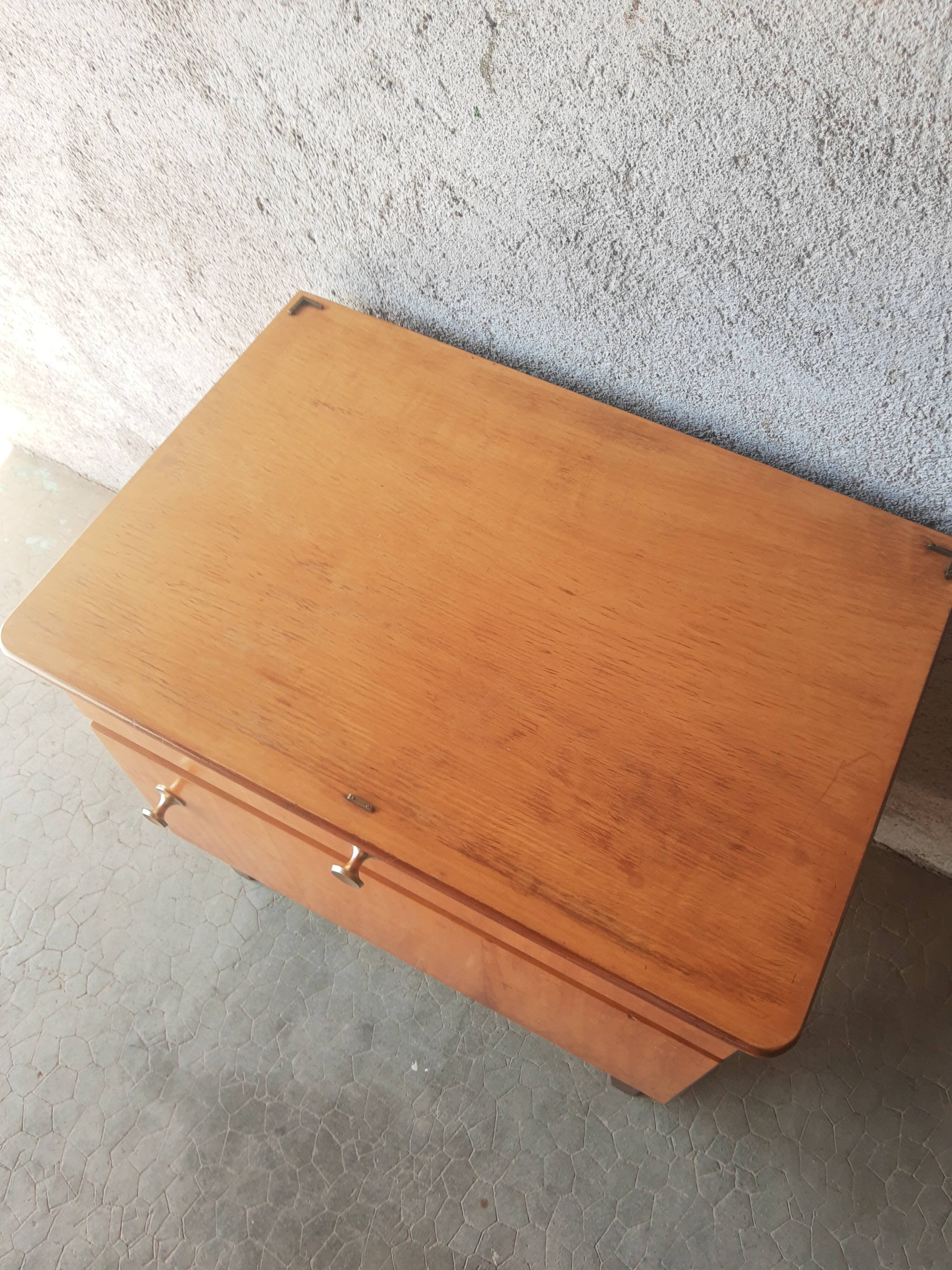 Vintage 70s light wood bedside table