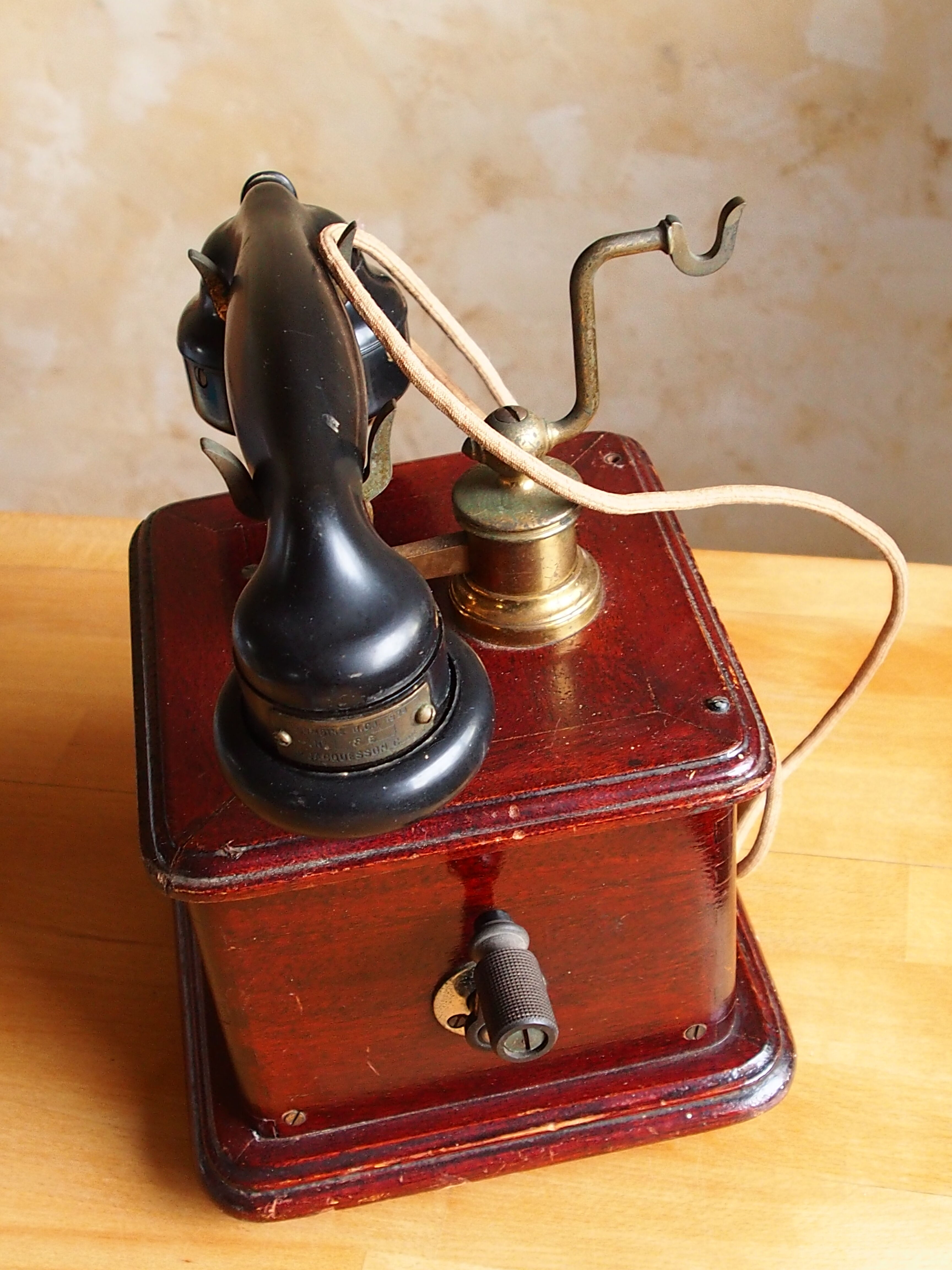 Ericsson antique telephone in wood and bakelite