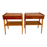 Paire de tables de chevet danoises en chêne, années 1960
