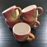 Service 5 tasses à thé barbotine rose