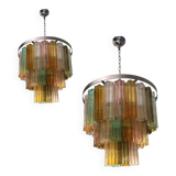 Contemporary Tronchi Murano Multicolor Glass Chandelier, Set of 2 or a Pair of Chandeliers