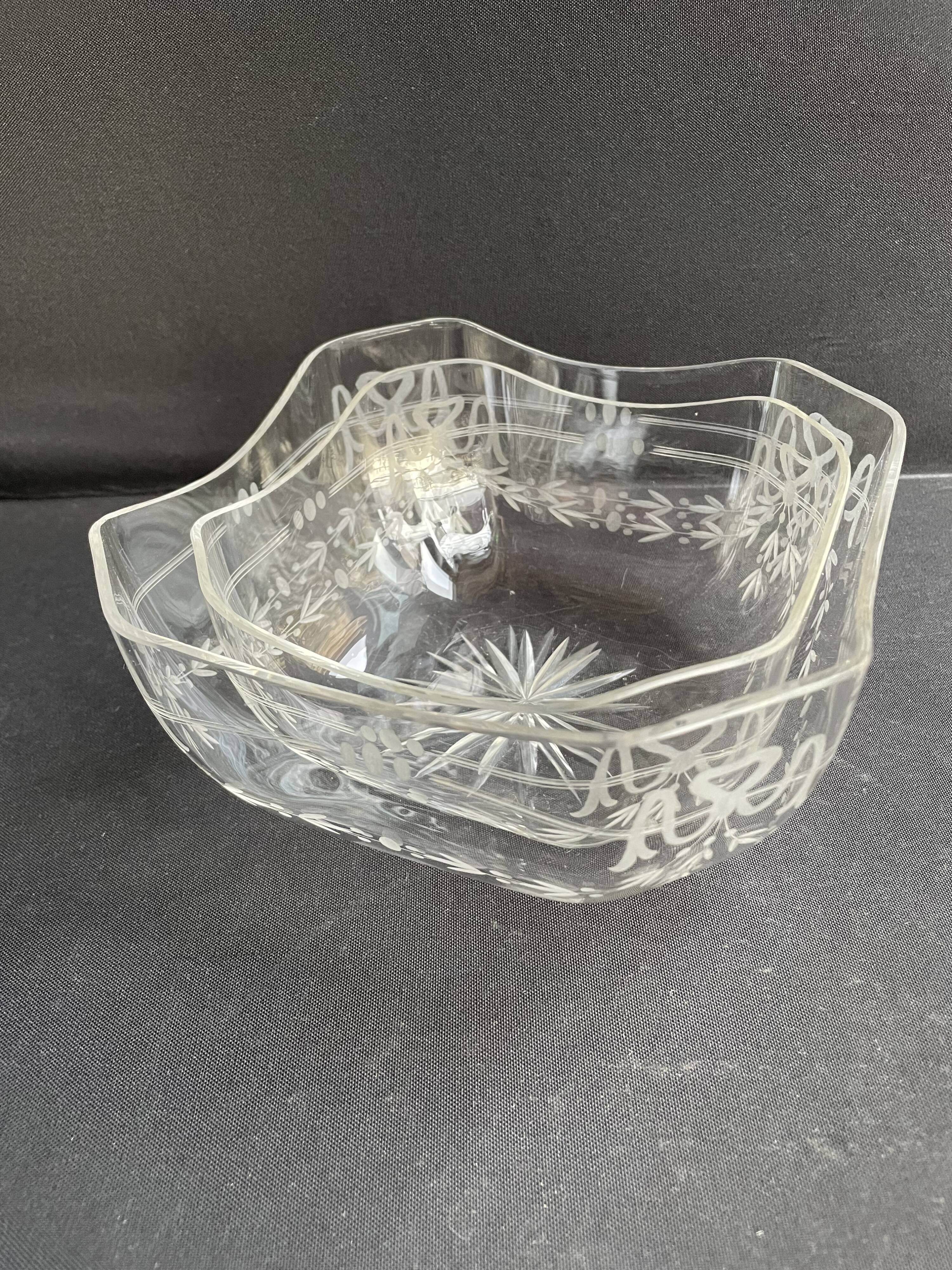 2 Louis XVI style cut crystal salad bowls