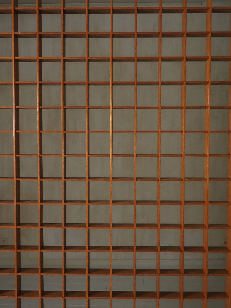 Wooden room divider with lattice design, 1960s