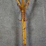 Antique bamboo and rattan coat rack, artistic work from the late 19th century.