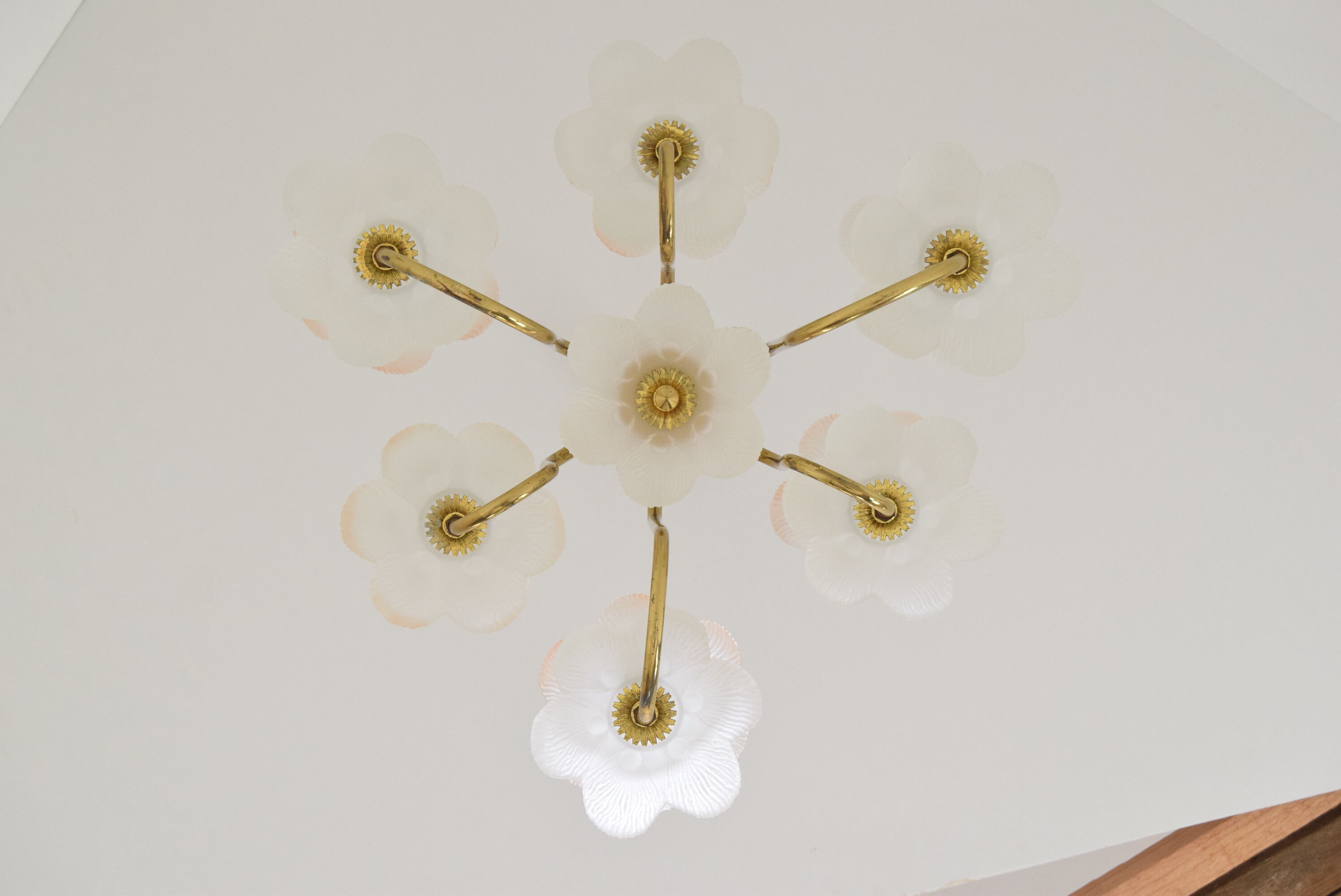 Mid-century Glass Chandelier,1970's.