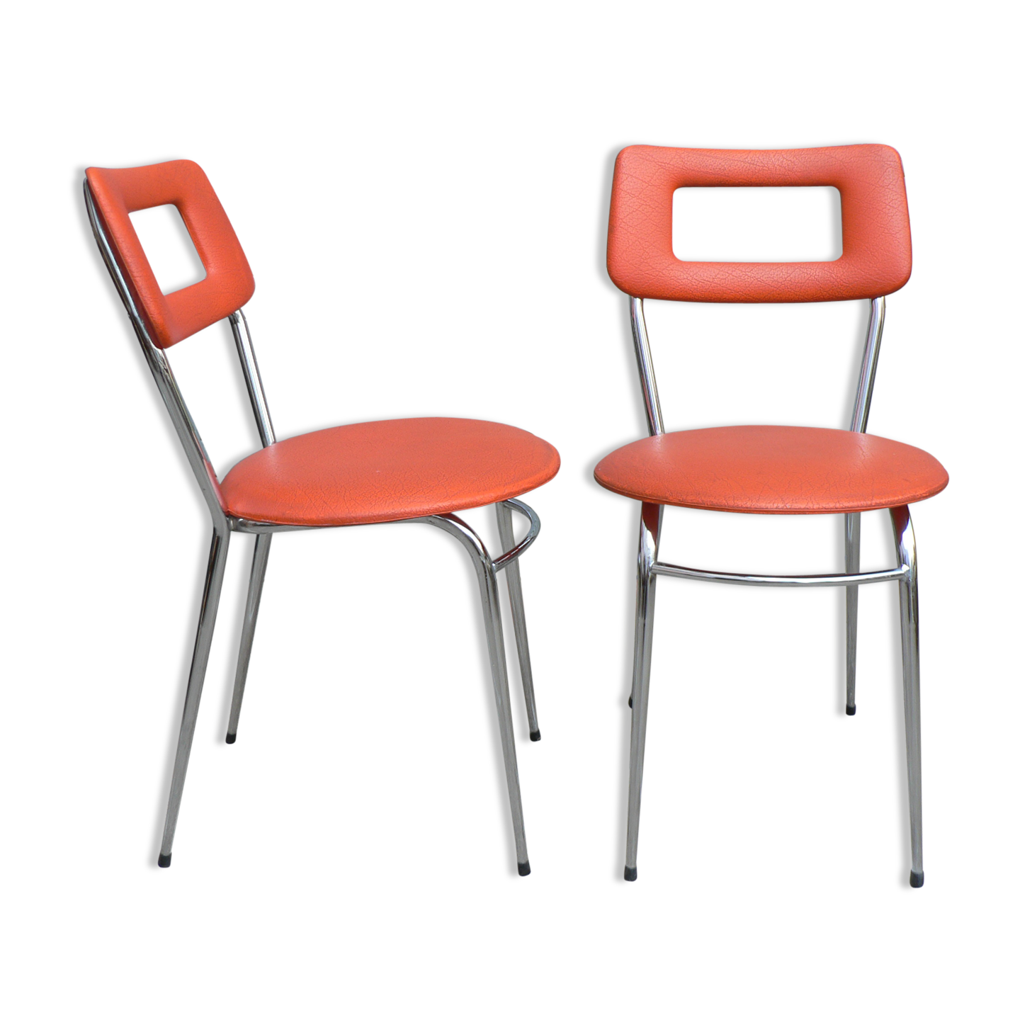 Lot of 2 vintage Orange chairs